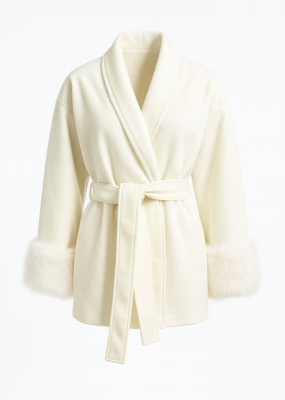 ABRIGO ELEGANTE CON DETALLES DE PIEL SINTÉTICA