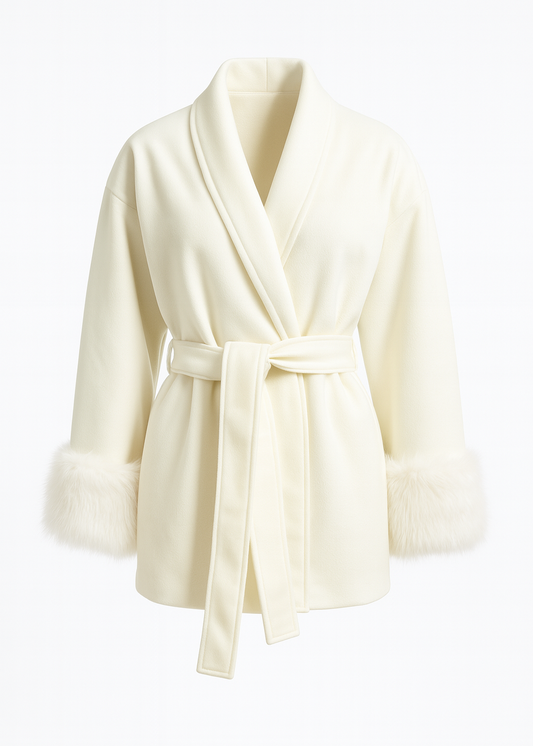 ABRIGO ELEGANTE CON DETALLES DE PIEL SINTÉTICA