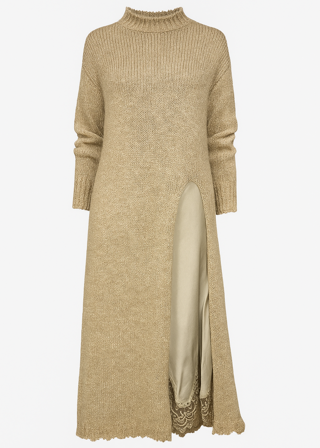 CONJUNTO DE VESTIDO CON ABERTURA LATERAL