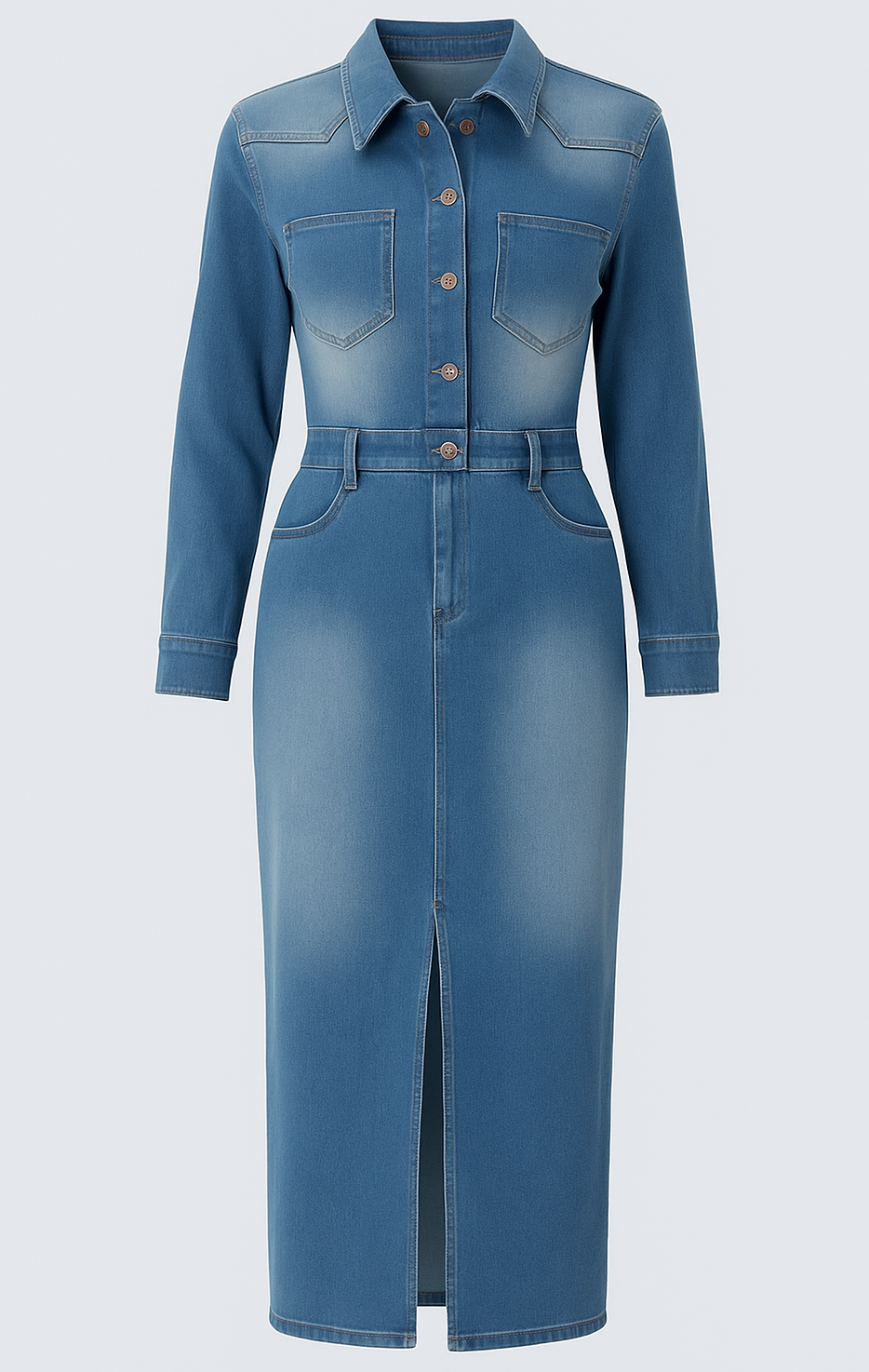 VESTIDO VAQUERO LARGO CON ABERTURA