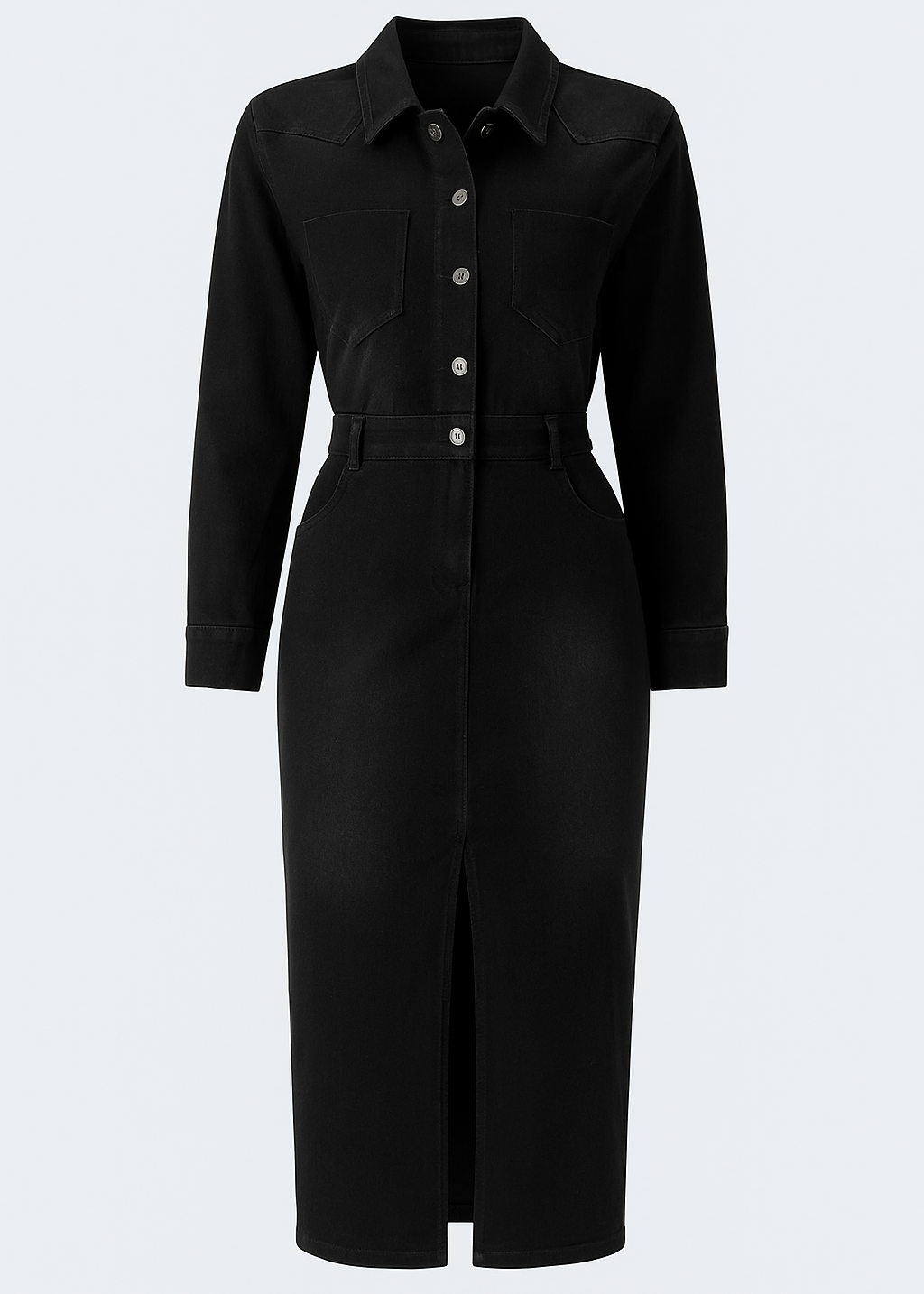 VESTIDO VAQUERO LARGO CON ABERTURA