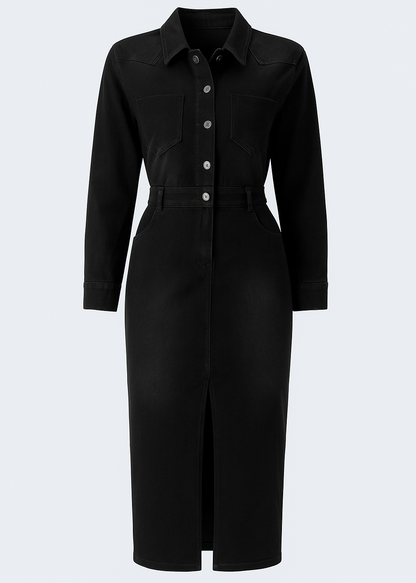 VESTIDO VAQUERO LARGO CON ABERTURA