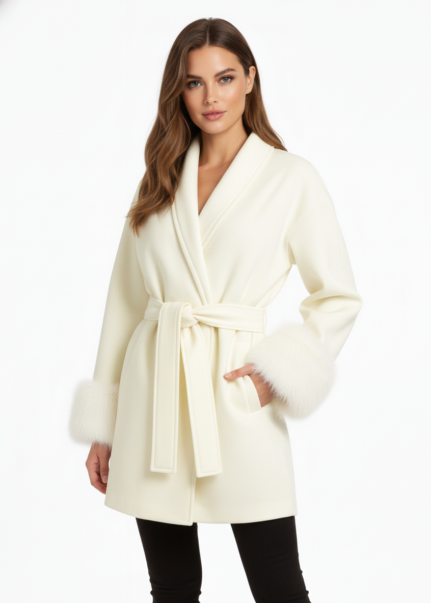 ABRIGO ELEGANTE CON DETALLES DE PIEL SINTÉTICA