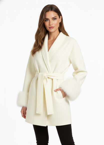 ABRIGO ELEGANTE CON DETALLES DE PIEL SINTÉTICA