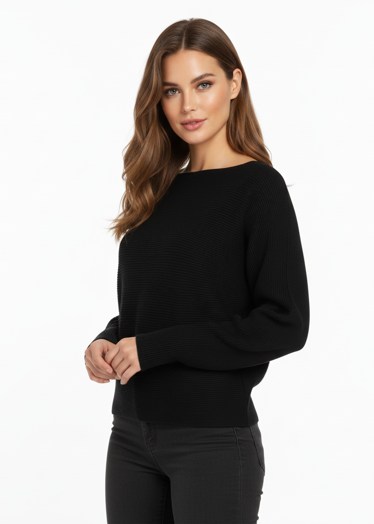 SUÉTER NEGRO DE CUELLO RECTO