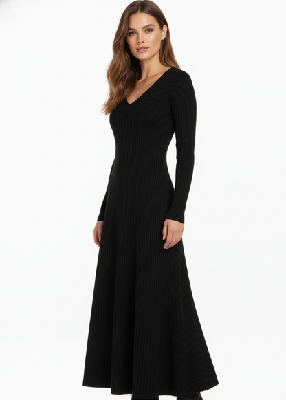 VESTIDO MIDI DE PUNTO ACANALADO