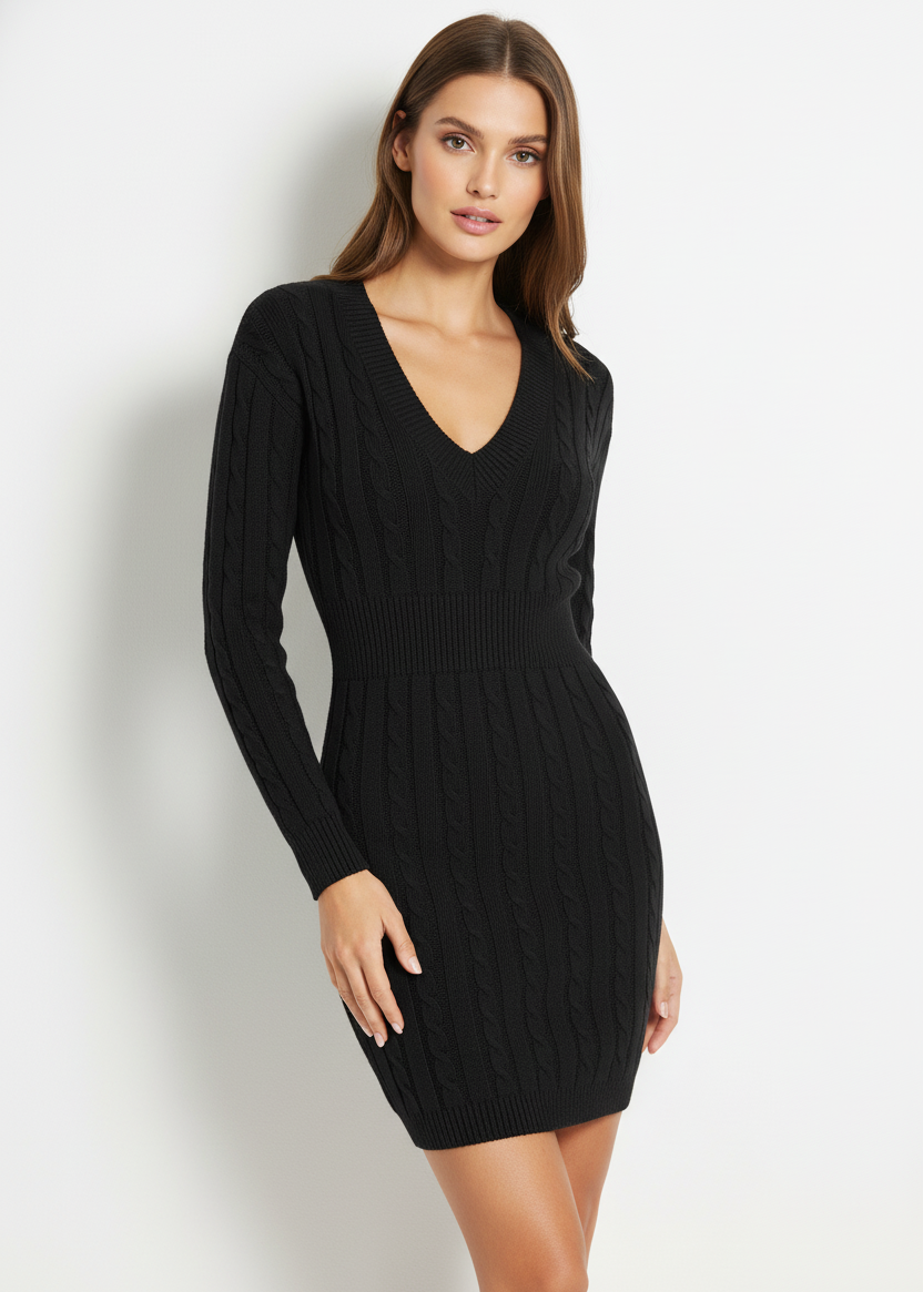 VESTIDO DE PUNTO CÁLIDO Y REFINADO