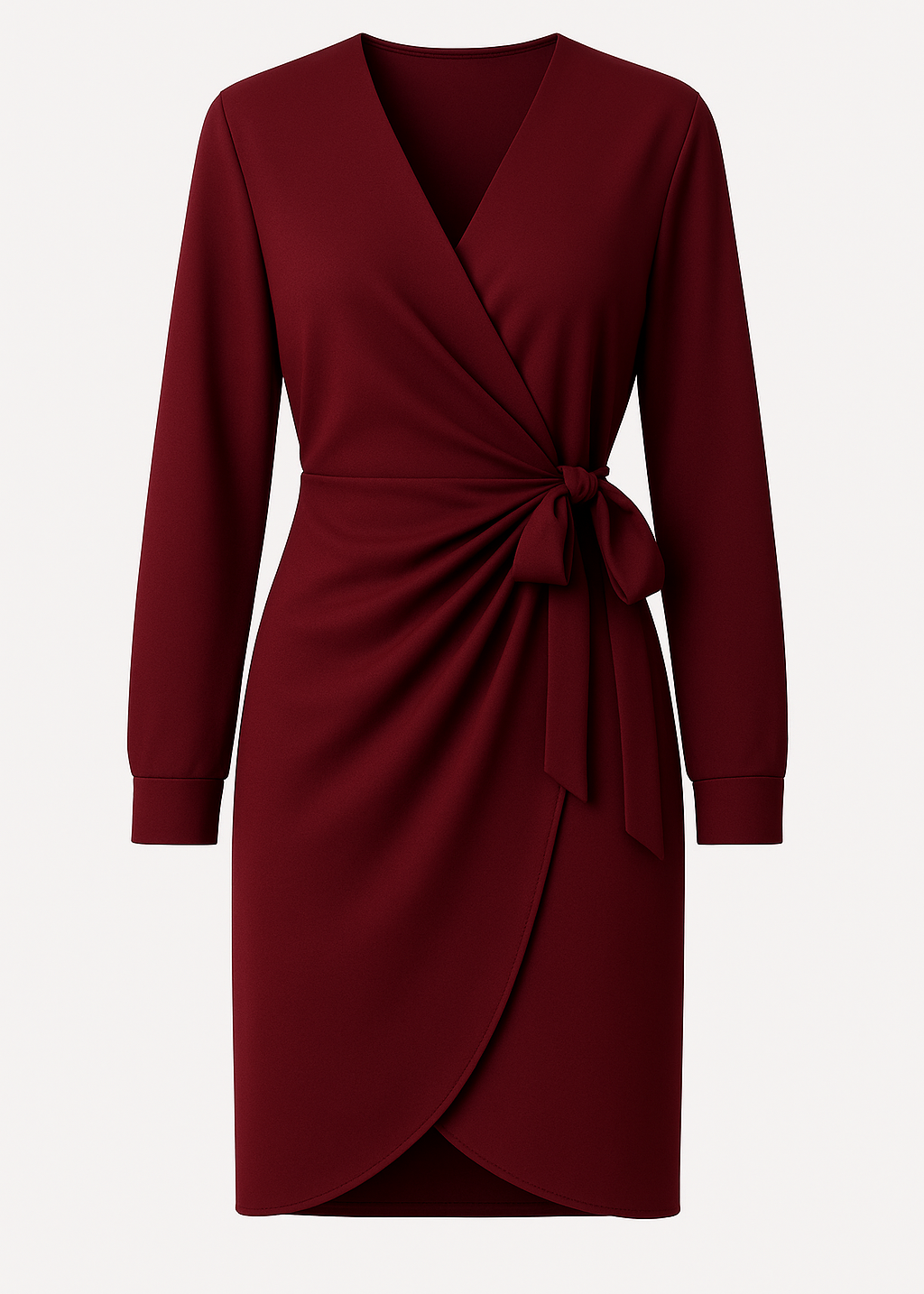 VESTIDO GRANATE DE MANGA LARGA