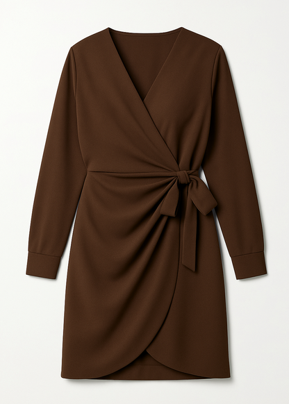 VESTIDO MARRÓN DE MANGA LARGA