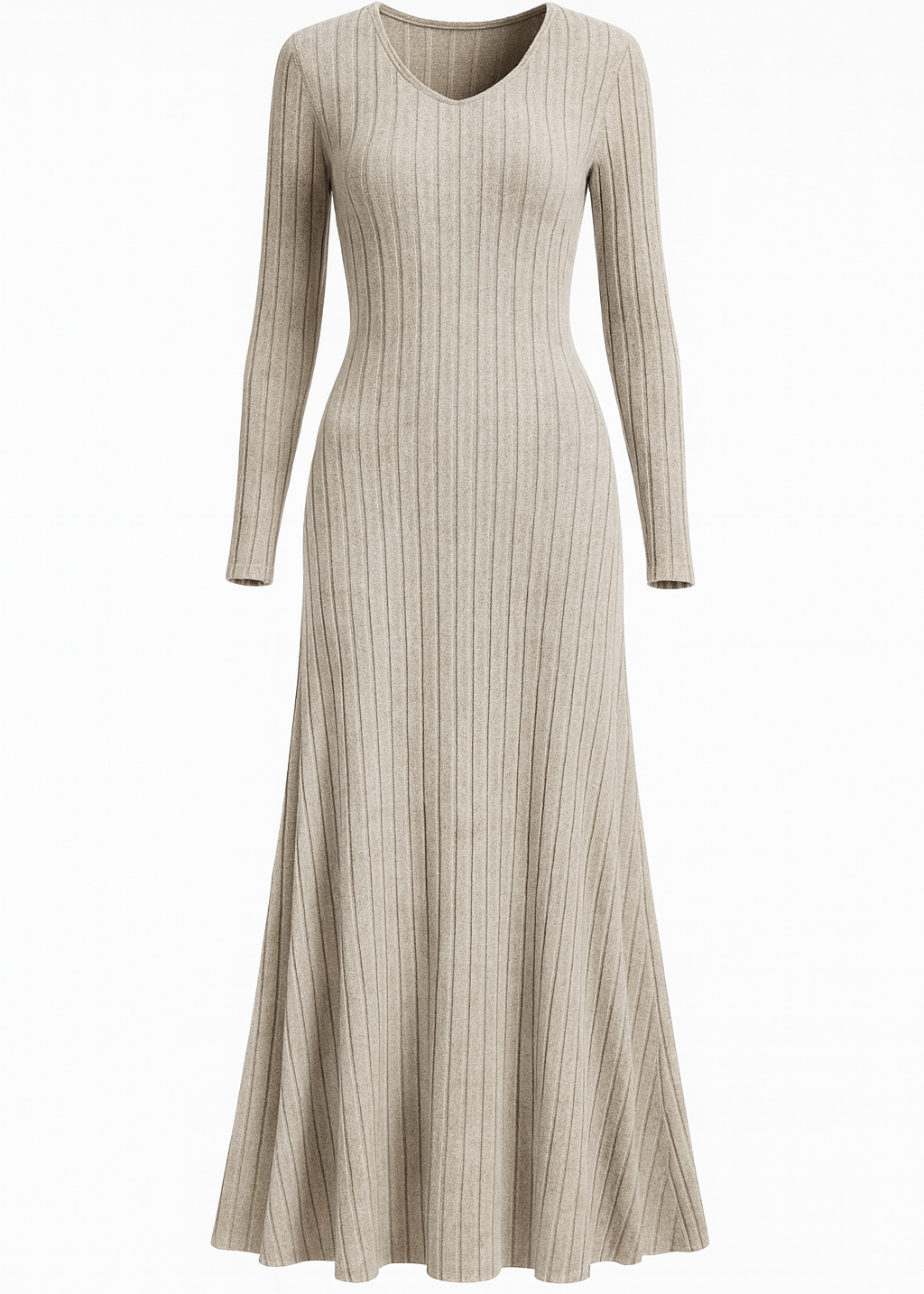 VESTIDO MIDI DE PUNTO ACANALADO