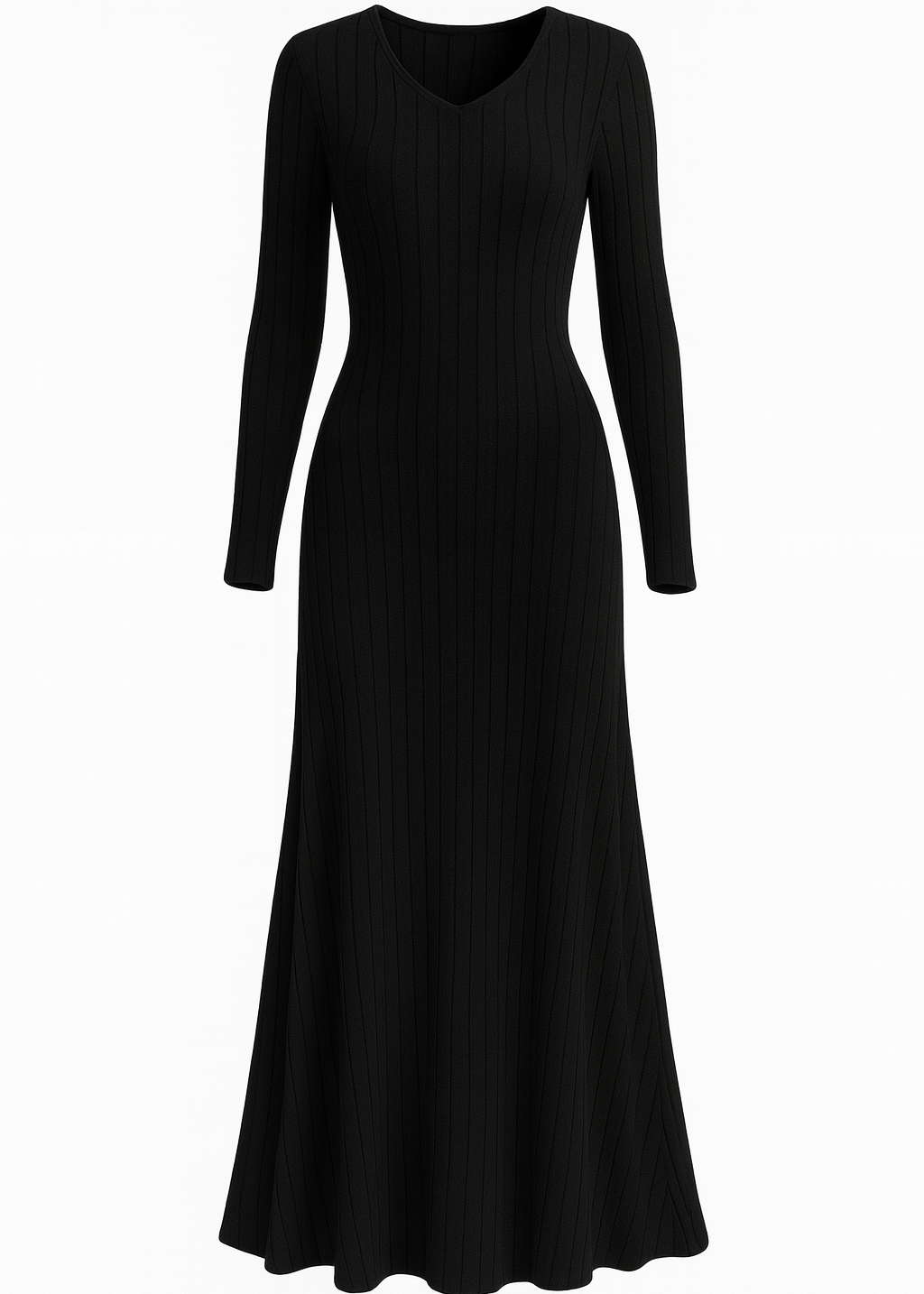 VESTIDO MIDI DE PUNTO ACANALADO