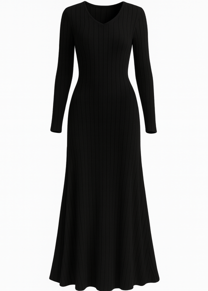 VESTIDO MIDI DE PUNTO ACANALADO