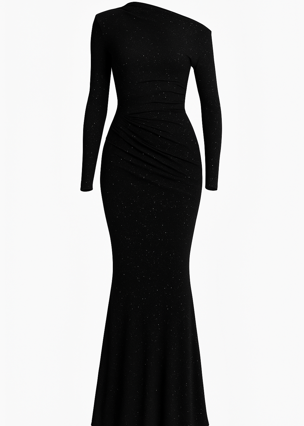 VESTIDO LARGO NEGRO BRILLANTE