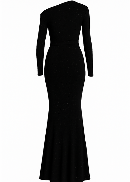 VESTIDO LARGO NEGRO BRILLANTE