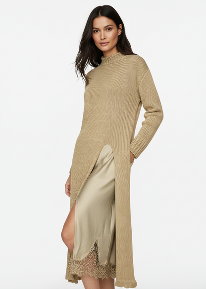 CONJUNTO DE VESTIDO CON ABERTURA LATERAL